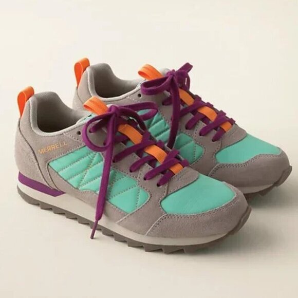 Merrell Womens Alpine Shoes Sneaker Moon Mint Grey Suede Size 8 J002598 Retro - Picture 1 of 8